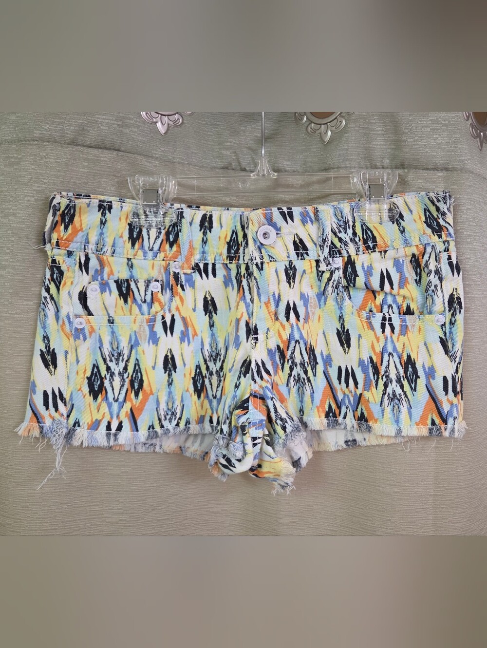 2000s Dollhouse Multicolor Aztec Print Denim Shorts